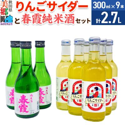 ふるさと納税 美郷町 炭酸飲料 日本酒 りんごサイダー6本と春霞純米酒3本のセット|01_amd-620101ba