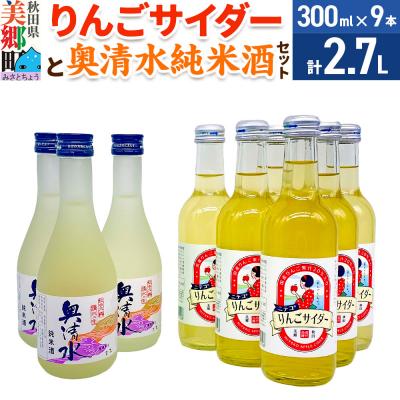 ふるさと納税 美郷町 炭酸飲料 日本酒 りんごサイダー6本と奥清水純米酒3本のセット|01_amd-620101bb