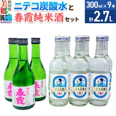 ふるさと納税 美郷町 炭酸飲料 日本酒 ニテコ炭酸水6本と春霞純米酒3本のセット|01_amd-620101ea