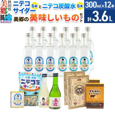 ふるさと納税 美郷町 ニテコサイダー6本・ニテコ炭酸水6本と美郷の美味しいものセット|01_amd-660101e