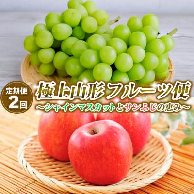 ふるさと納税 山形市 [定期便2回]フルーツ便〜シャインマスカットとサンふじ〜[令和8年産先行予約]FS25-642