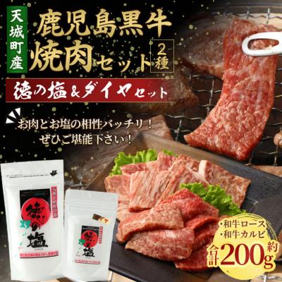 ふるさと納税 天城町 鹿児島黒牛 焼肉セット 2種盛り 計約200g 徳の塩・ダイヤセット 計約230g 総計約430g