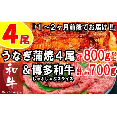 ふるさと納税 新宮町 うなぎの蒲焼4尾&amp;博多和牛700g[スタミナ満点!元気セット]
