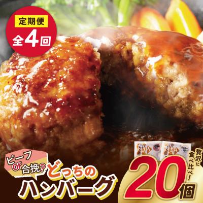 ふるさと納税 福智町 [4回定期便]どっちのハンバーグ(デミグラスソース)20個[ビーフ・合挽 各10個]