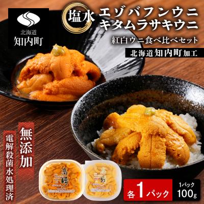 ふるさと納税 知内町 2026年先行受付☆知内加工☆紅白ウニ食べ比べ 各1×100 g[マルタカ高橋商店]