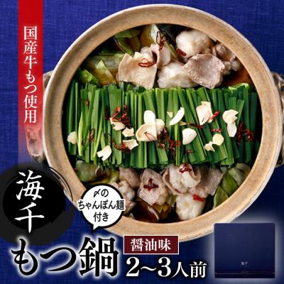 ふるさと納税 新宮町 [海千]もつ鍋2〜3人前セット(醤油味)[もつ鍋・醤油味]