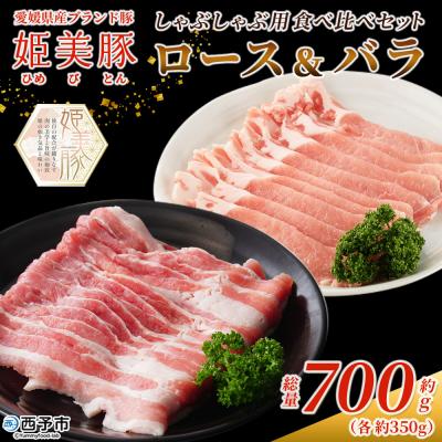 ふるさと納税 西予市 <愛媛県産 姫美豚 しゃぶしゃぶ用 ロース&amp;バラセット 約700g(350g×2P)>木村屋精肉店