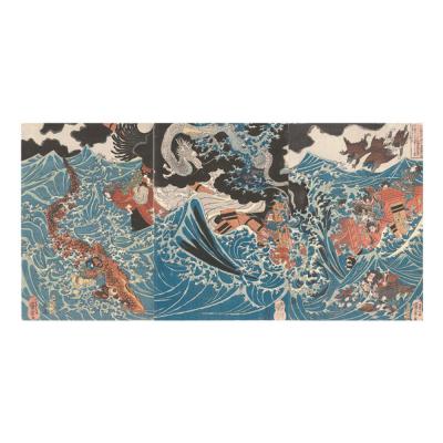 ふるさと納税 名古屋市 オリジナル[レプリカ浮世絵(3枚絵)歌川国芳作「肥後国水俣の海上にて為朝難風に遇う」]