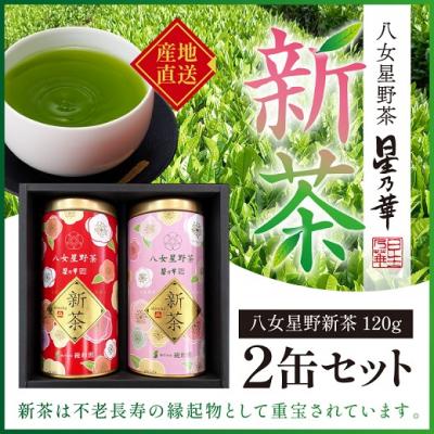 ふるさと納税 新宮町 [新茶]八女星野茶(120g×2缶)/2026年5月〜7月中旬頃発送[八女茶]