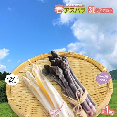 ふるさと納税 浦河町 [4月上旬頃より発送!]北海道浦河産 ホワイト&amp;パープル極太セット(1kg)[03-1437]