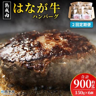 ふるさと納税 西予市 [定期便2ヶ月]<熟成肉 はなが牛ハンバーグ6個>ゆうぼく お肉 愛媛 おいしい 国産