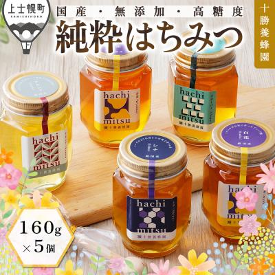 ふるさと納税 上士幌町 十勝養蜂園 蜂蜜 はちみつ ハチミツ 国産 食べ比べセット 160g×5個