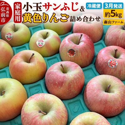 ふるさと納税 弘前市 サンふじ&amp;黄色りんご[家庭用]約5kg 小玉 詰め合わせ 森山ファーム|24_myf-020501b