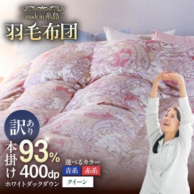 ふるさと納税 糸島市 [訳あり]羽毛 布団 本掛け 柄おまかせ フランス産 ダウン93%[クイーン]