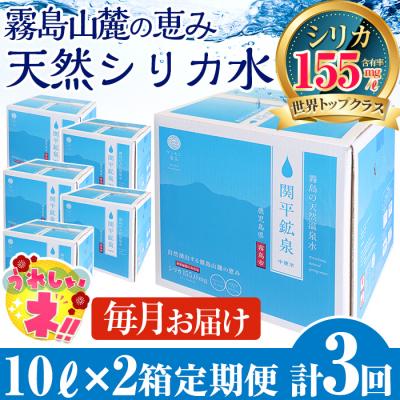 ふるさと納税 霧島市 <定期便・全3回>関平鉱泉水10L×2箱ずつお届け(計6箱)[関平鉱泉所]