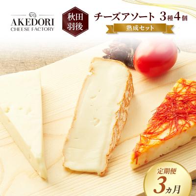 ふるさと納税 羽後町 [定期便3ヶ月]チーズアソート3種4個/熟成セット