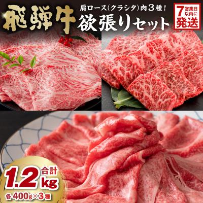 ふるさと納税 可児市 飛騨牛セット　肩ロース(クラシタ)肉(すき焼き用・しゃぶしゃぶ用・焼き肉用)各400g | 