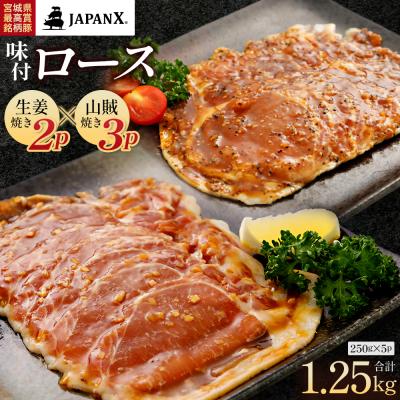 ふるさと納税 蔵王町 JAPAN X 味付ロース5点セット 生姜焼き2パック・山賊焼き3パック[04301-0883-4]