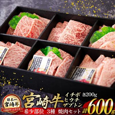 ふるさと納税 _美郷町 宮崎牛 希少部位 3種 焼肉 セット 合計600g ハツトリー 宮崎県 美郷町 [31aw0006]