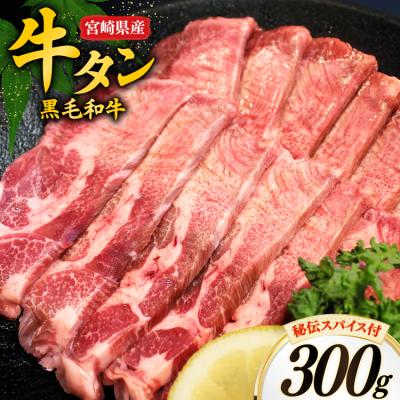 ふるさと納税 美郷町 牛肉 牛タン 宮崎県産 黒毛和牛 タン スライス 300g [31bn0001]