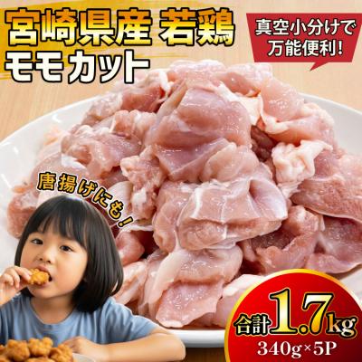 ふるさと納税 美郷町 鶏肉 もも 宮崎県産 若鶏 モモ カット 340g 5p 計1.7kg [31ag0153]