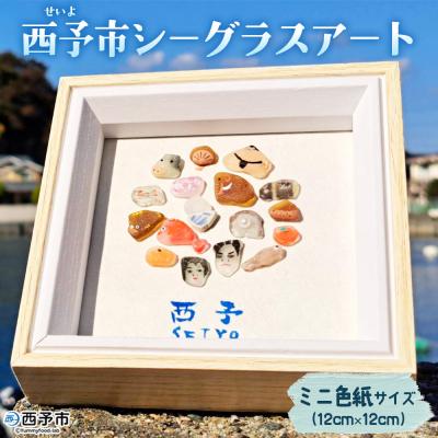 ふるさと納税 西予市 <西予市シーグラスアート> ミニ色紙サイズ シーグラス インテリア オリジナル 手作り アート