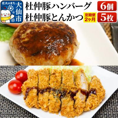 ふるさと納税 _大仙市 [2ヶ月]産 杜仲豚ハンバーグ 6個・とんかつ5枚セット|22_dkb-180102