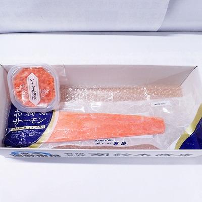 ふるさと納税 根室市 いくら醤油漬け70g×1P・刺身用トラウトサーモン(背)300〜400g×1本 A-14224の画像