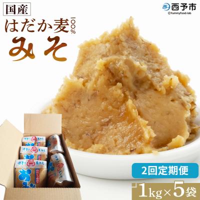 ふるさと納税 西予市 <定期便2ヶ月 はだか麦 100% みそ 5kg(1kg×5袋>味噌 だるまや 天然醸造 伝統