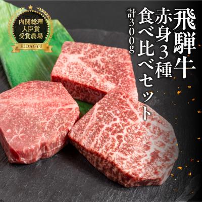 ふるさと納税 下呂市 飛騨牛 赤身ステーキ 3種 食べ比べセット(各100g)計300g[22-52]