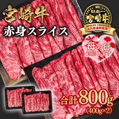 ふるさと納税 西都市 [母の日ギフト]宮崎牛赤身スライス800g すき焼き/しゃぶしゃぶ(ウデ肉モモ肉)y[2648]