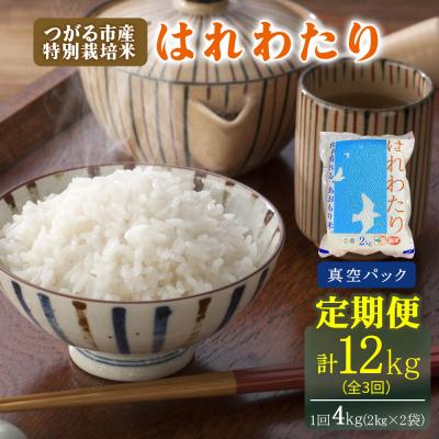 ふるさと納税 つがる市 定期便 特別栽培米 真空パック はれわたり 計12kg [0975]