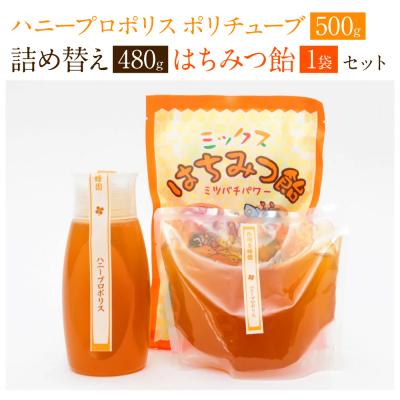 ふるさと納税 八代市 ハニープロポリスポリチューブ &amp; 詰め替えセット 蜂蜜 あめ 1袋