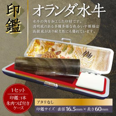 ふるさと納税 八代市 印鑑オランダ水牛朱肉つば付ケース付き16.5mm×60mmアタリ無_193-4431-nashi-C