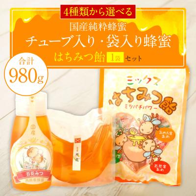 ふるさと納税 八代市 りんご蜂蜜 チューブ入り蜂蜜1本 袋入り蜂蜜1袋 蜂蜜あめ1袋_058-5182-ringo