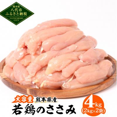 ふるさと納税 八代市 熊本県産 若鶏 の ささみ 合計4kg(2kg×2袋) 鶏肉_040-5206-A