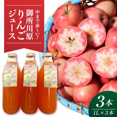 ふるさと納税 五所川原市 御所川原 りんごジュース (1L×3本) / 果汁100% 果肉まで赤〜いりんご「御所川原」使用