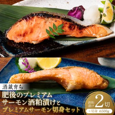ふるさと納税 八代市 酒蔵育ち肥後のプレミアムサーモン 酒粕漬け2切×1プレミアムサーモン切身約500g