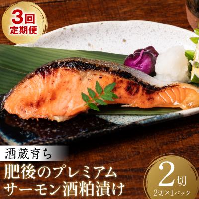 ふるさと納税 八代市 [定期便3回] 酒蔵育ち 肥後のプレミアムサーモン 酒粕漬け 2切入×1パック