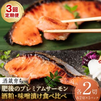 ふるさと納税 八代市 [定期便3回] 酒蔵育ち 肥後のプレミアムサーモン 粕漬け・味噌漬け 各2切入