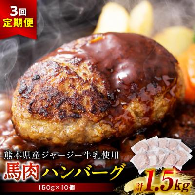 ふるさと納税 八代市 [定期便3回]馬肉ハンバーグ 150g×10個 [熊本県産 ジャージー牛乳使用]