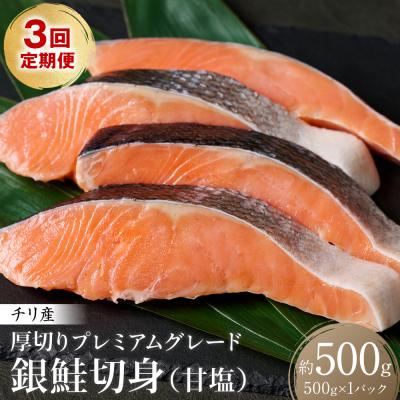 ふるさと納税 八代市 [定期便3回] 厚切り プレミアムグレード 銀鮭 切身 (甘塩) 500g_257-6528-A
