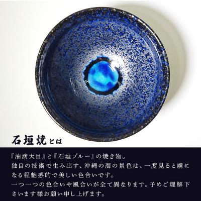 ふるさと納税 石垣市 石垣焼 瑠璃油滴天目 茶碗 -青宙 (あおぞら/Blue