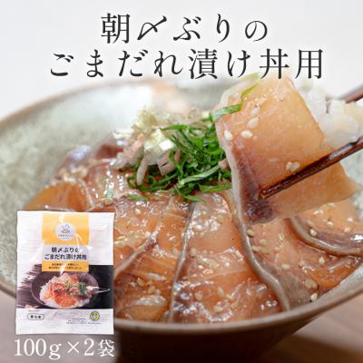 ふるさと納税 大月町 朝〆ぶり ごまだれ漬け丼用 100g×2袋 養殖 ブリ 鰤 小分け 冷凍 簡単調理 人気 海鮮丼