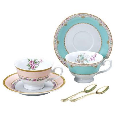 ふるさと納税 名古屋市 ナルミ フローラルブティック スプーン付ティーカップ&amp;ソーサー(アソート) 190cc 2人用