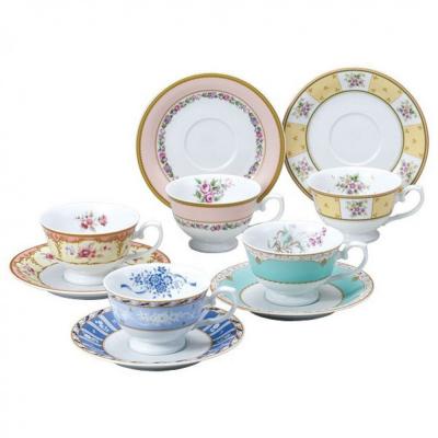 ふるさと納税 名古屋市 ナルミ フローラルブティック ティーカップ&amp;ソーサー(アソート) 210cc 5客セット