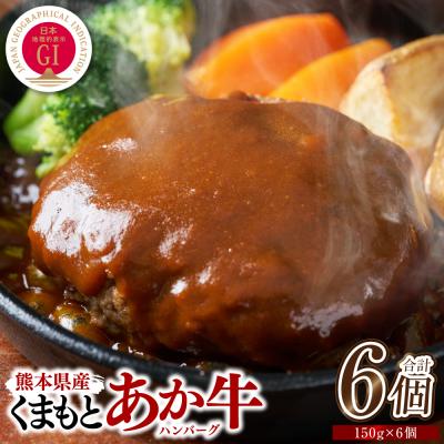 ふるさと納税 八代市 GI認証 くまもとあか牛100%使用 くまもとあか牛ハンバーグ 150g×6個