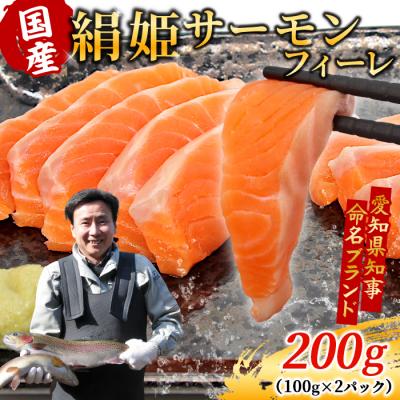 ふるさと納税 設楽町 国産 無添加 生食可 絹姫サーモン 約200g(100g×2袋) 国産サーモン