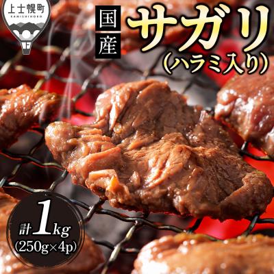 ふるさと納税 上士幌町 国産 味付き サガリ ハラミ 焼肉 計1kg 小分け 個包装 北海道 肉 牛肉