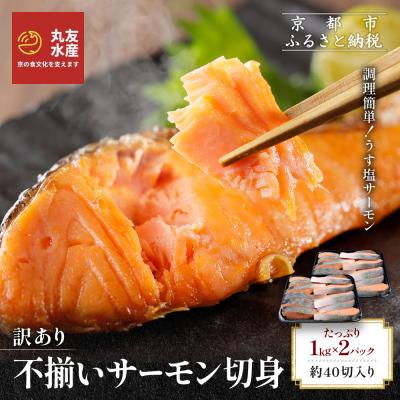 ふるさと納税 京都市 [丸友水産]訳あり 不揃いサーモン切身 1kg×2パック 約40切入り|京都 サーモン チリ産